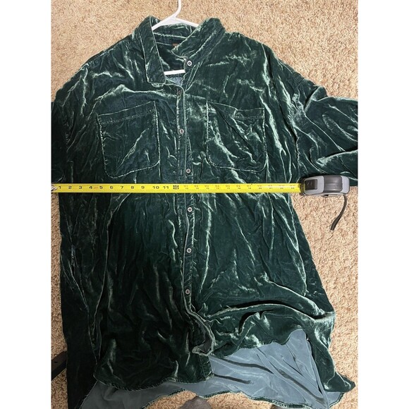 Free People Lux Velvet Shirtdress, Size L Collar with Buttons - Picture 7 of 8